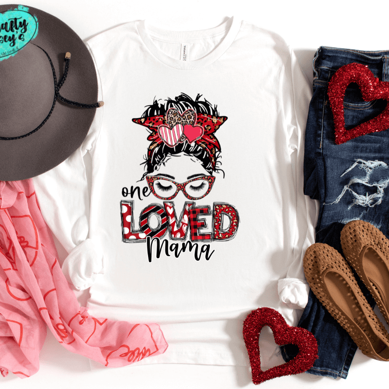 One Loved Mama Messy Bun Valentine Long Sleeved