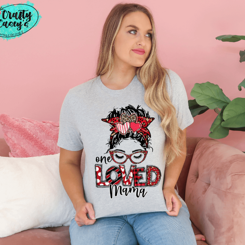 One Loved Mama & Mini Messy Bun Valentine Tee