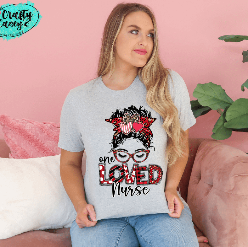 One Loved Nurse Messy Bunn Valentines - Women's Unisex- t-shirt