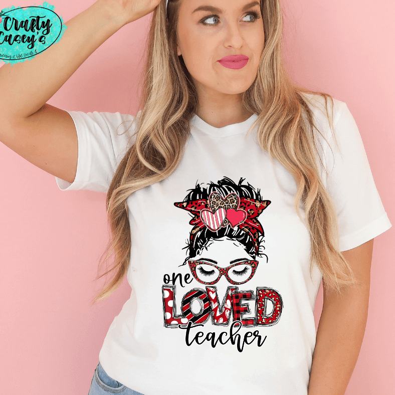 One Loved Teacher Messy Bunn Valentines - Women's Unisex- t-shirt