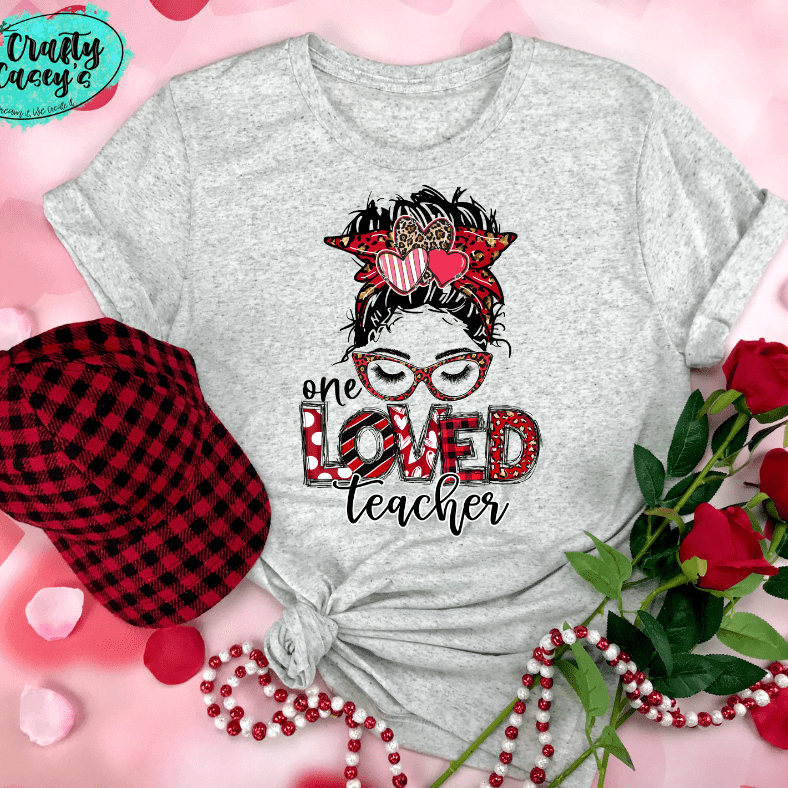 One Loved Teacher Messy Bunn Valentines - Women's Unisex- t-shirt