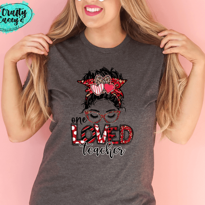 One Loved Teacher Messy Bunn Valentines - Women's Unisex- t-shirt