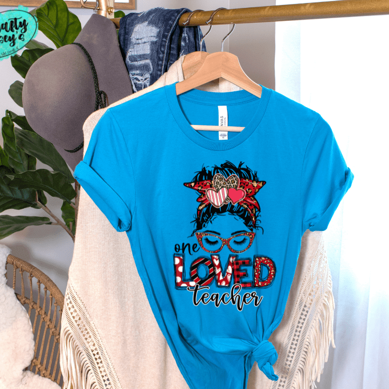 One Loved Teacher Messy Bunn Valentines - Women's Unisex- t-shirt