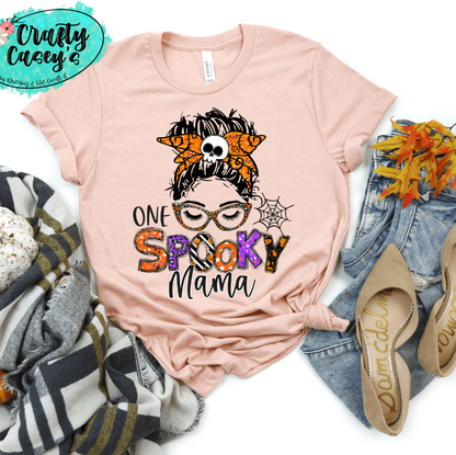 One Spooky Mama Skull Halloween - T-shirt