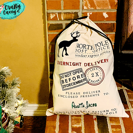 Overnight Delivery Do Not Open Before December 25th - Santa-Sack-Personalized-Embroidered