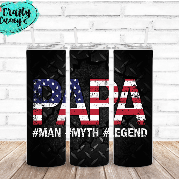 PAPA The Myth The Legend Flag Tumbler