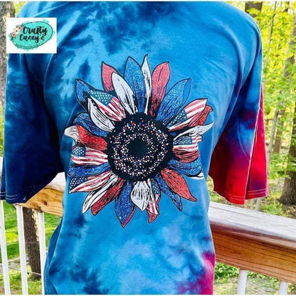 Patriotic Retro Starburst Sunflower T-shirts