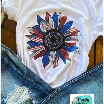 Patriotic Retro Starburst Sunflower T-shirts