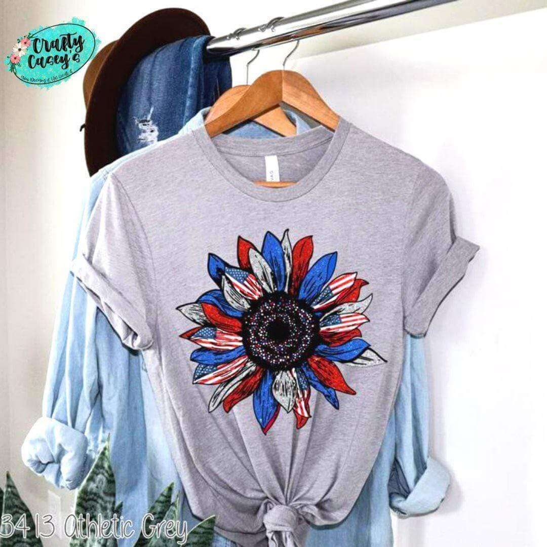 Patriotic Retro Starburst Sunflower T-shirts