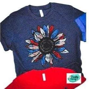 Patriotic Retro Starburst Sunflower T-shirts