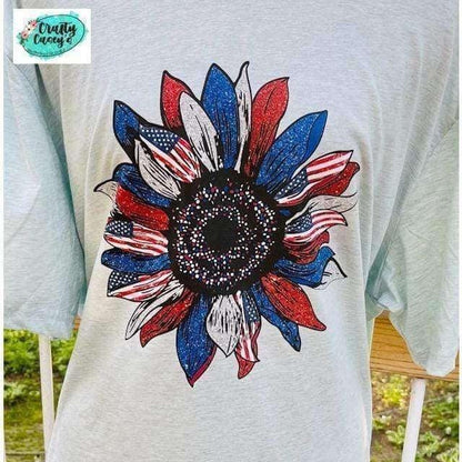 Patriotic Retro Starburst Sunflower T-shirts