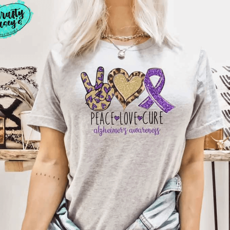 Peace Love Alzheimer's Awareness T-shirts