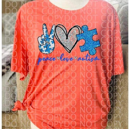 Peace Love & Autism Blue Puzzle! Unisex T-shirts
