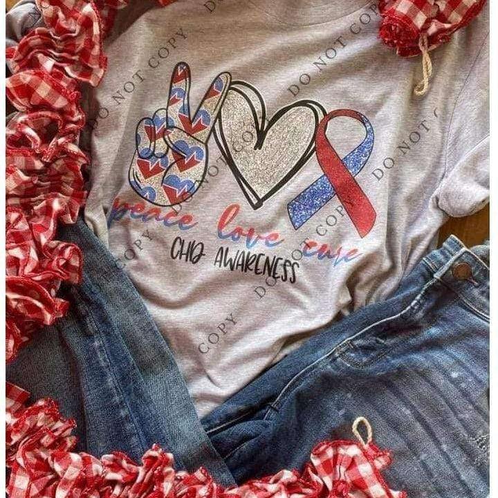 Peace Love Child Heart Disease Awareness- T-shirts