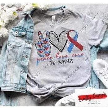 Peace Love Child Heart Disease Awareness- T-shirts