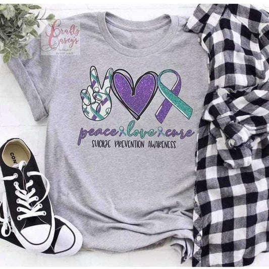 Peace Love & Cure Suicide Prevention Awareness- Unisex T-shirt