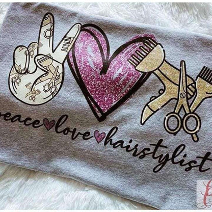 Crafty Casey's Apparel-Woman's-Activewear-Unisex-T-Shirts S / Deep Heather Peace Love & Hair Stylists-Unisex  T-shirts