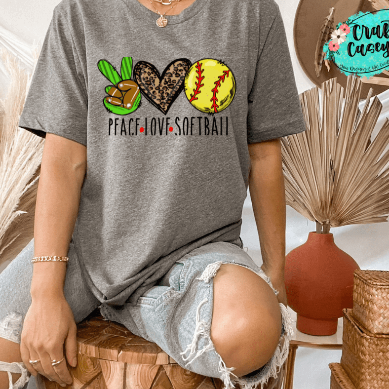 Peace Love Softball Leopard - Sports-Unisex T-shirts