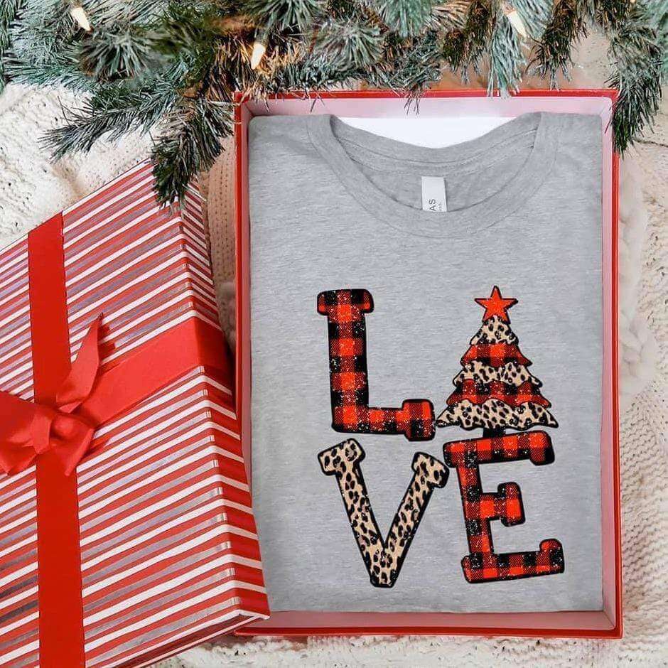 Personalized Leopard Plaid Love Christmas Tree -Unisex T-shirt
