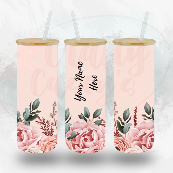 Personalized Roses Glass Tumbler