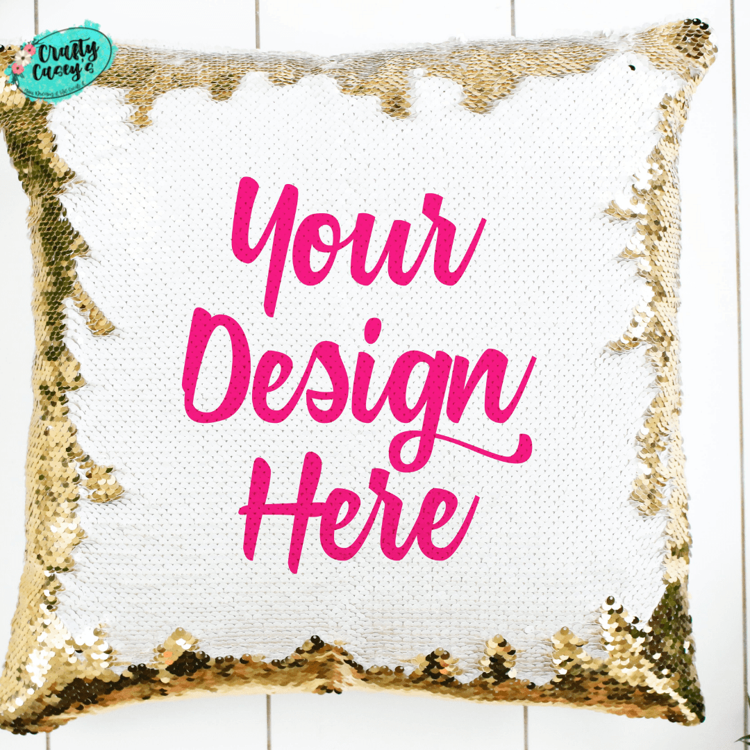 Crafty Casey's Christmas Sequin Pillows 18x18 in / Gold Sequin Personalized Sequin Pillows-Text or Photo - Throw Pillow Cover