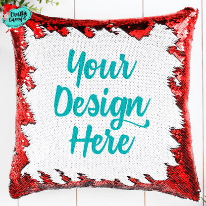 Crafty Casey's Christmas Sequin Pillows 18x18 in / Red Sequin Personalized Sequin Pillows-Text or Photo - Throw Pillow Cover