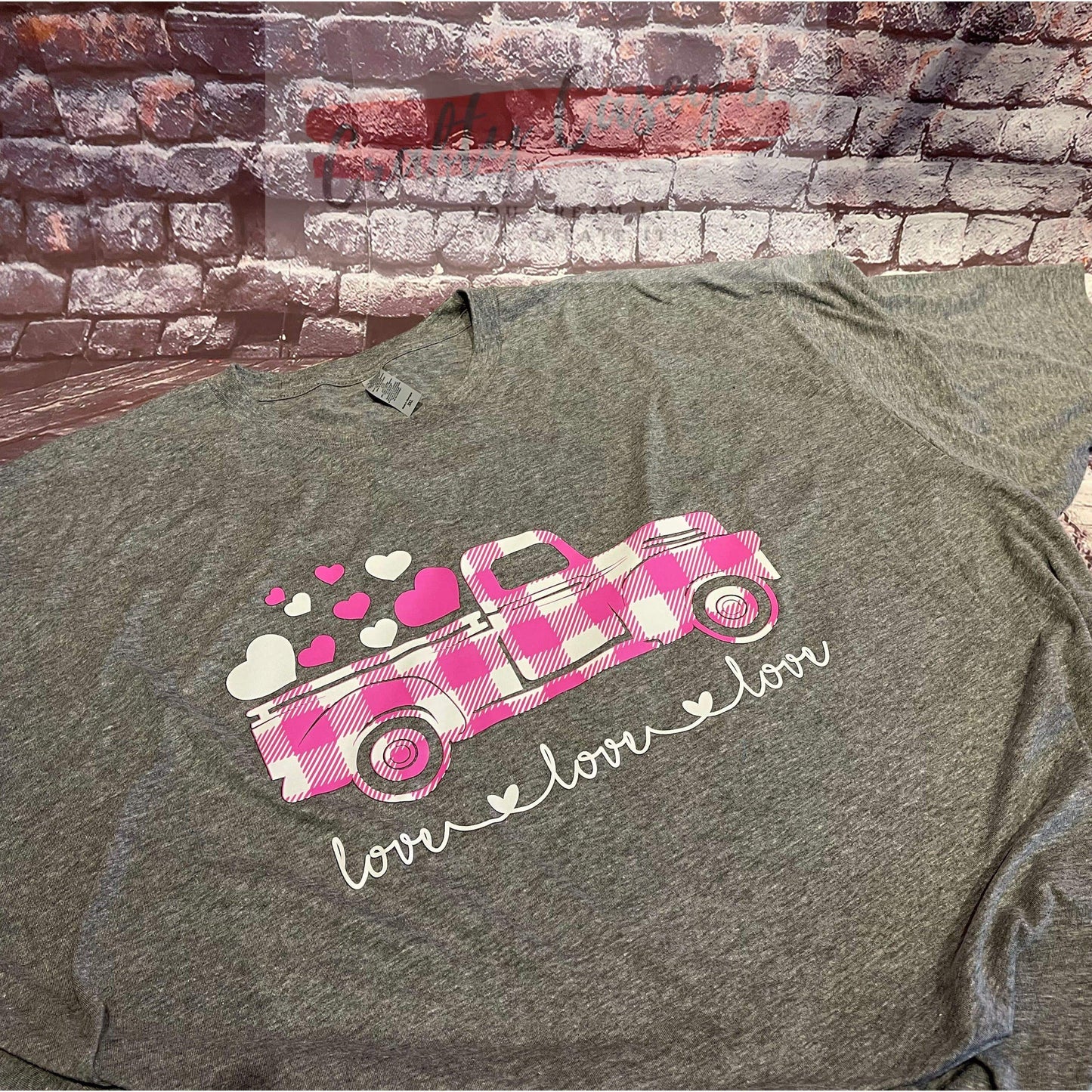 Pink Vintage Love Truck Valentine's -Unisex T-shirts