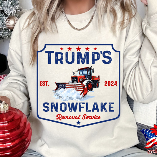 Pro-Trump  "Snowflake Removal Service"2024 Crew Neck Patriotic Humor Tee