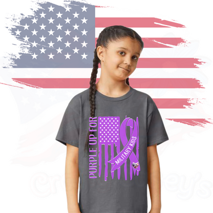 Purple Up  Flag Military Child Hope For 22 A Day Youth & Adult Tee