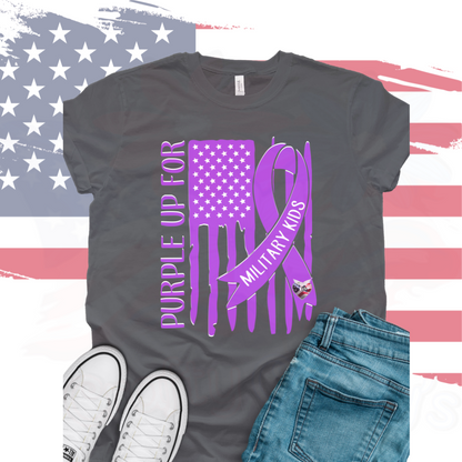 Purple Up  Flag Military Child Hope For 22 A Day Youth & Adult Tee