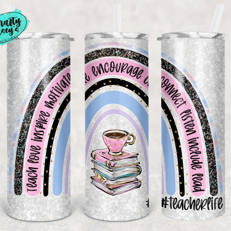 Rainbow Teacher Inspire, Motivate Tumbler