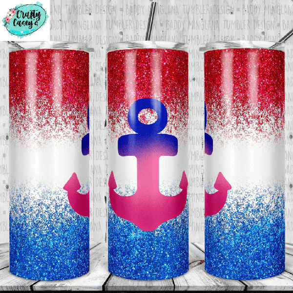 Red White & Blue Anchor- Patriotic Tumbler