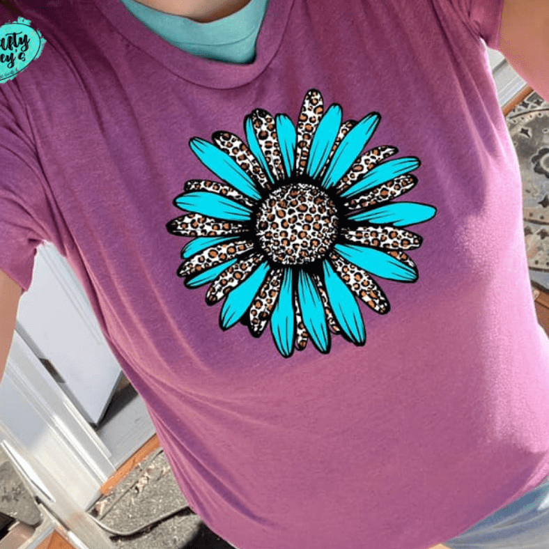 Retro Turquoise Flower T-shirts