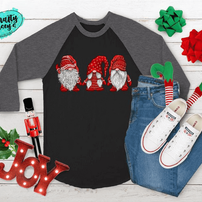 Santa Red Christmas Gnomes- Raglan