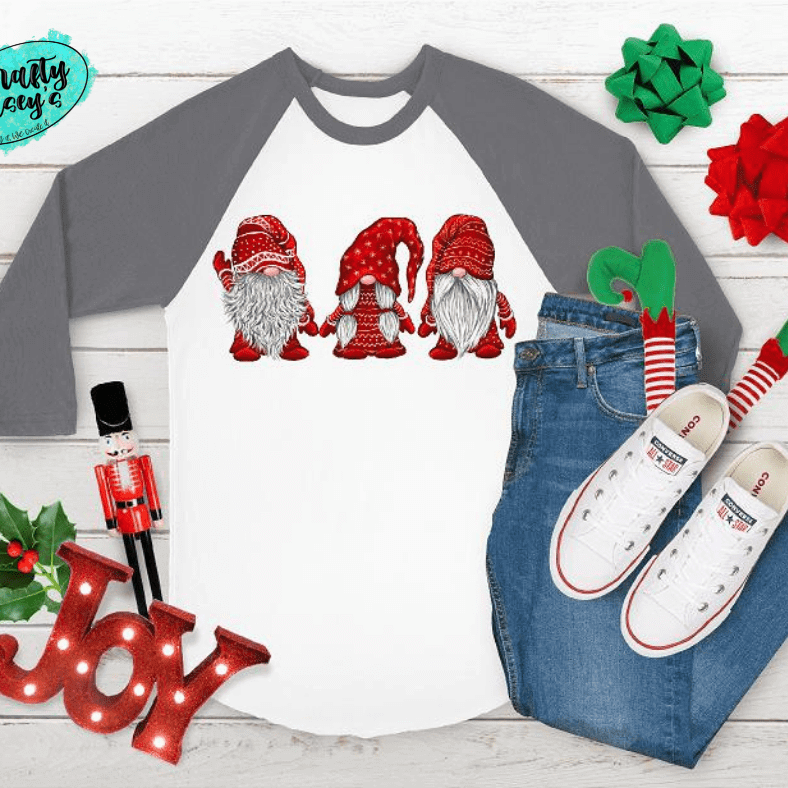 Santa Red Christmas Gnomes- Raglan