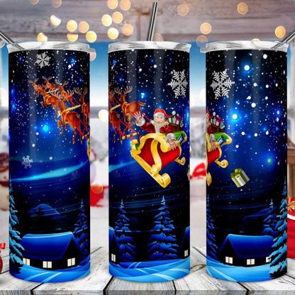 Santa Sleigh Christmas Drink Tumbler