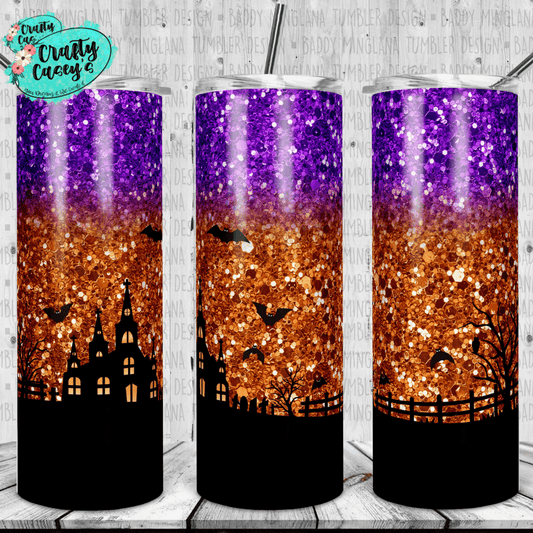 Crafty Casey's Home & Garden > Kitchen & Dining > Tableware > Drinkware > Tumblers 20 fl oz. / Multi / Skinny Shimmer Witch House -Halloween-Stainless Steel Tumbler