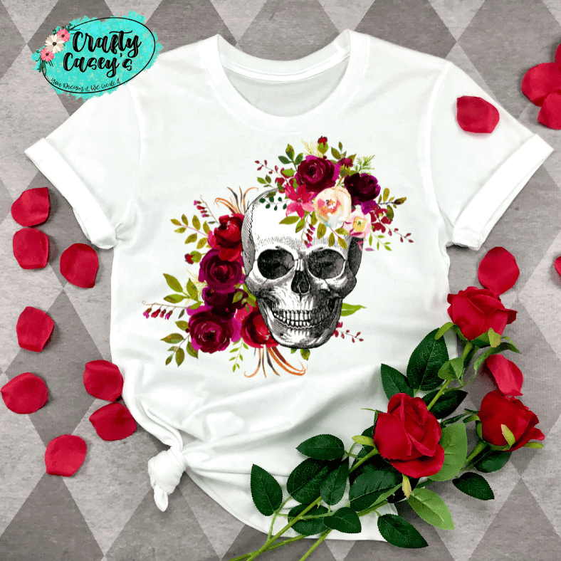 Skull With Roses Valentines Day- Tee
