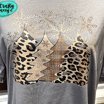 Snowflakes & Leopard Christmas Tree's Tee