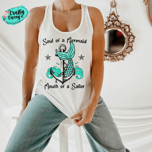 Soul Of A Mermaid A Mouth Of A Sailor Funny Tank Top