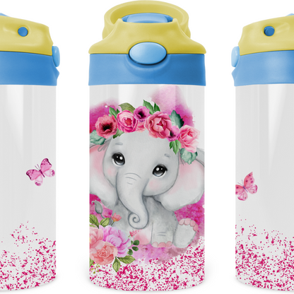 Sparkle Baby Elephant Kids 12 oz Water Bottle Flip Top