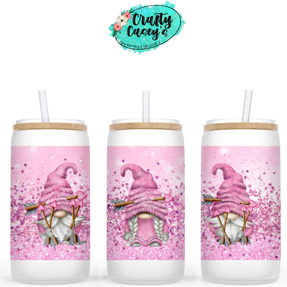 Sparkle Cupid Gnomes Valentine Beer Can Glasses