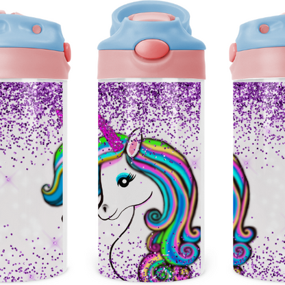 Sparkle Unicorn Kids 12 oz Water Bottle Flip Top