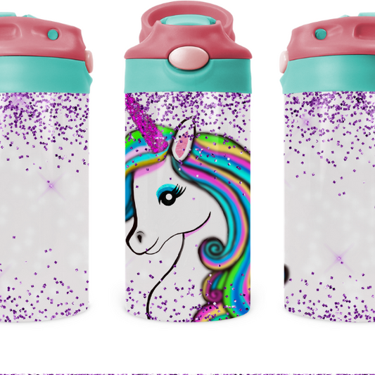 Sparkle Unicorn Kids 12 oz Water Bottle Flip Top