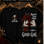 Collection of merchandise with 'Like a Good Girl' branding and design.
