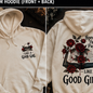 Collection of 'Like a Good Girl' merchandise including t-shirts, hoodies, and tumblers with gothic design elements.