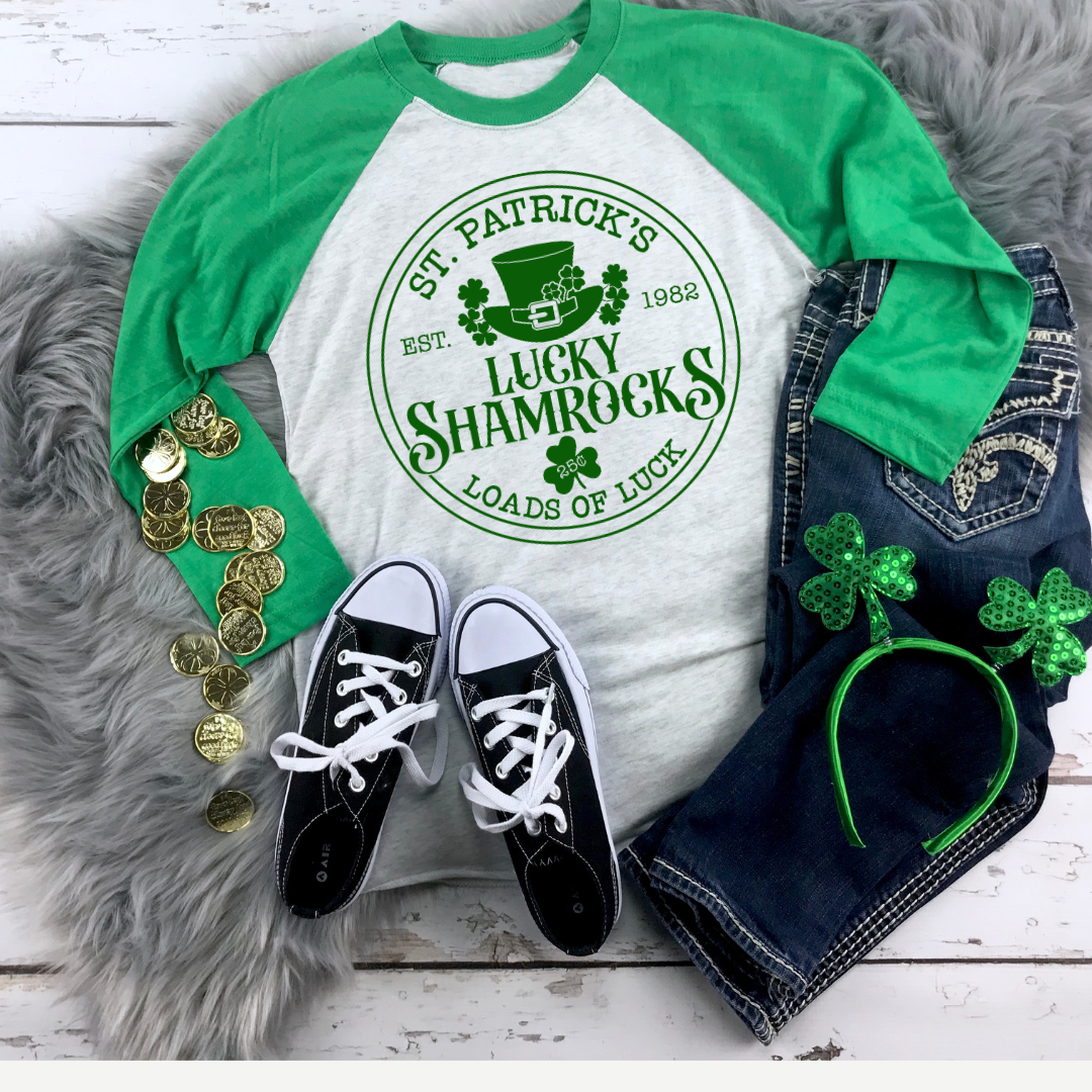 St. Patrick's Day Loads Of Luck Shamrock Raglan