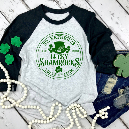 St. Patrick's Day Loads Of Luck Shamrock Raglan