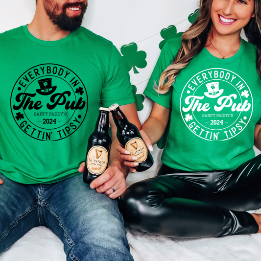St. Pats. Everybody Gettin' Tipsy At The Pub Funny Tee
