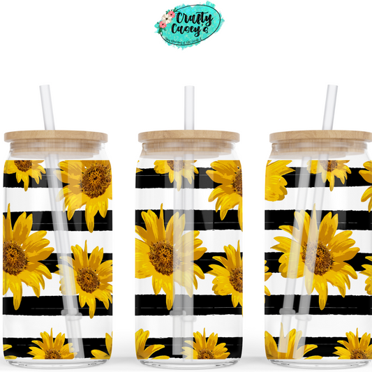Sunflower Striped Beer Can Glasses